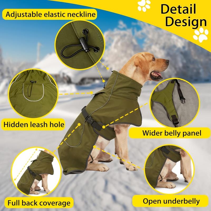 Double Layer Winter Dog Jackets Waterproof Dog Coats for Large Dogs