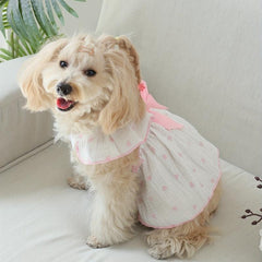 Heart Print Dog Cat Dress with Bow - Ideal for Birthdays & Holidays