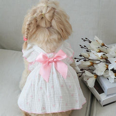 Heart Print Dog Cat Dress with Bow - Ideal for Birthdays & Holidays