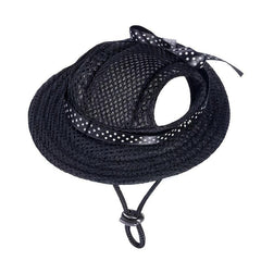 Adjustable Breathable Baseball Cap for Small Cats & Dogs with Bow