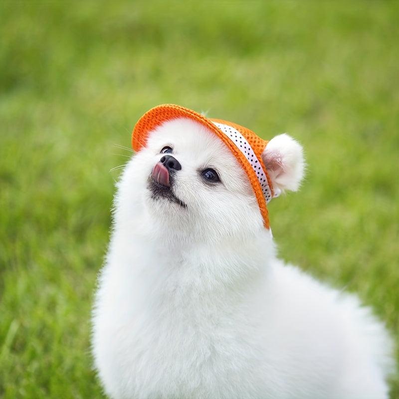 Adjustable Breathable Baseball Cap for Small Cats & Dogs with Bow