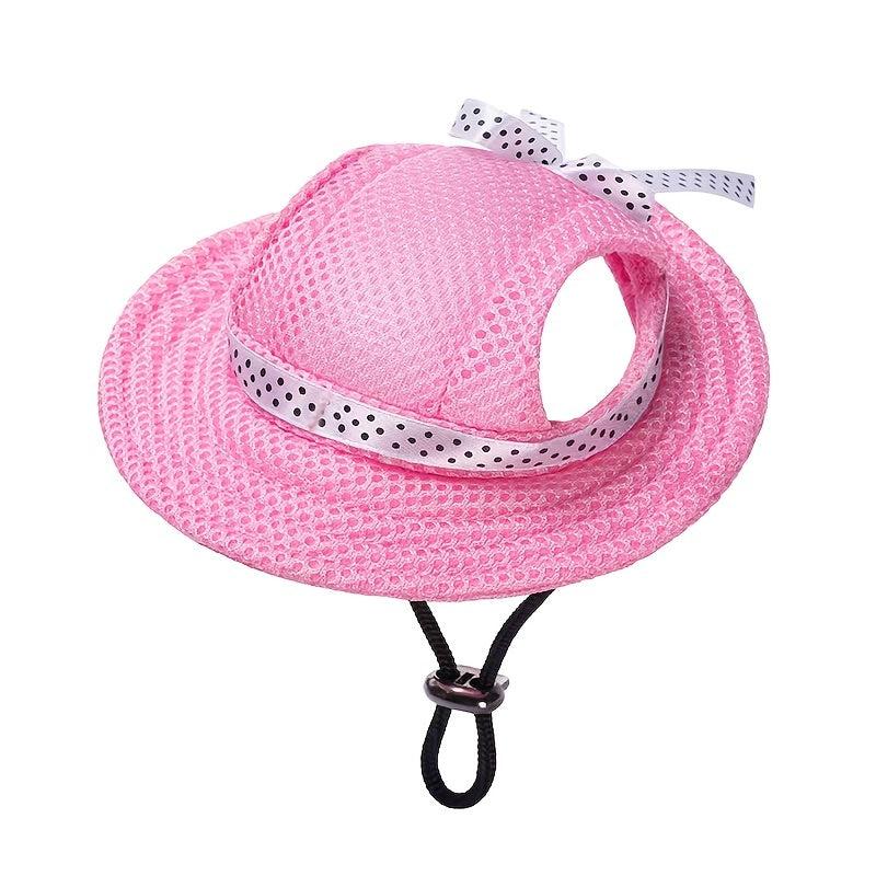 Adjustable Breathable Baseball Cap for Small Cats & Dogs with Bow