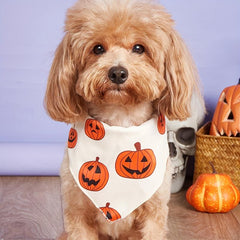 Halloween Dog Bandana Pumpkin & Spider Web Pet Scarf Adjustable Towel