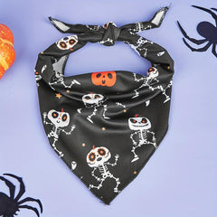 Halloween Dog Bandana Pumpkin & Spider Web Pet Scarf Adjustable Towel