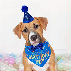 Pet Birthday Dog Scarf Triangle Bib for Dogs and Cats Decorative Pet Towel