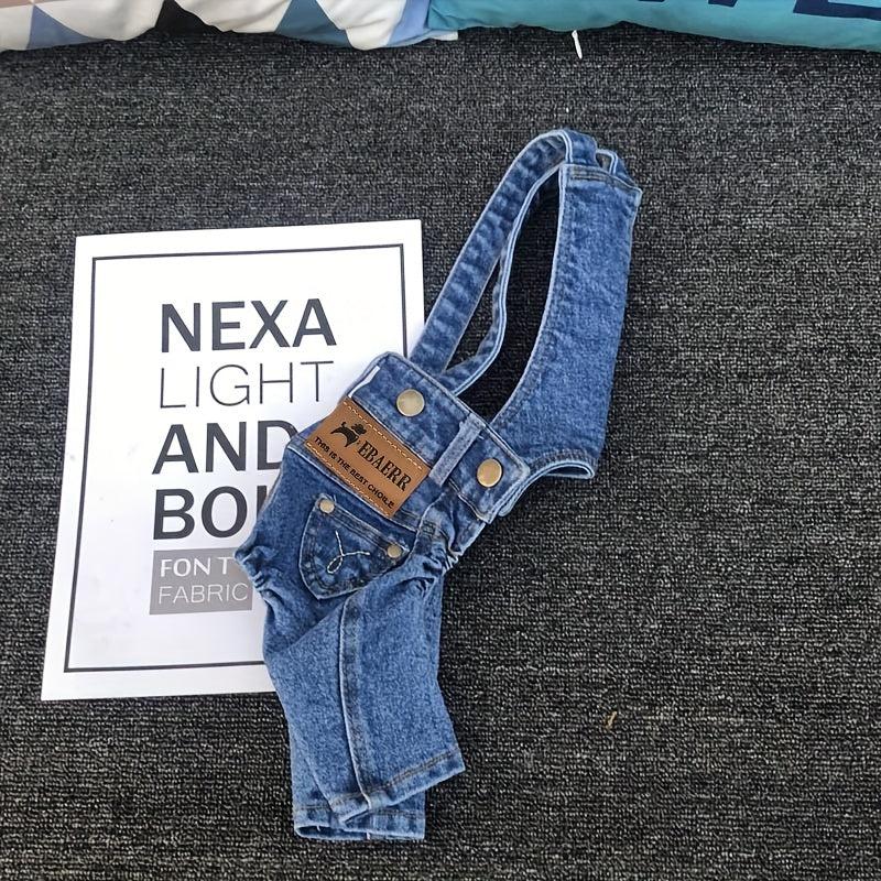 Stylish Denim Jumpsuit for Small and Medium Dogs - Fashionable Pet Clothing