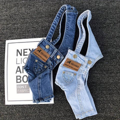 Stylish Denim Jumpsuit for Small and Medium Dogs - Fashionable Pet Clothing
