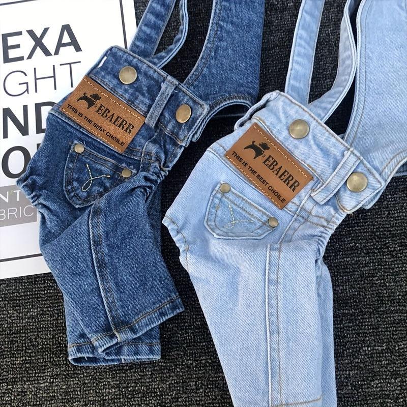 Stylish Denim Jumpsuit for Small and Medium Dogs - Fashionable Pet Clothing