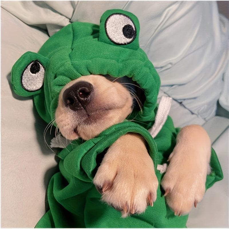 Dog Hoodie Green Frog Pet Sweater Small Medium Dogs