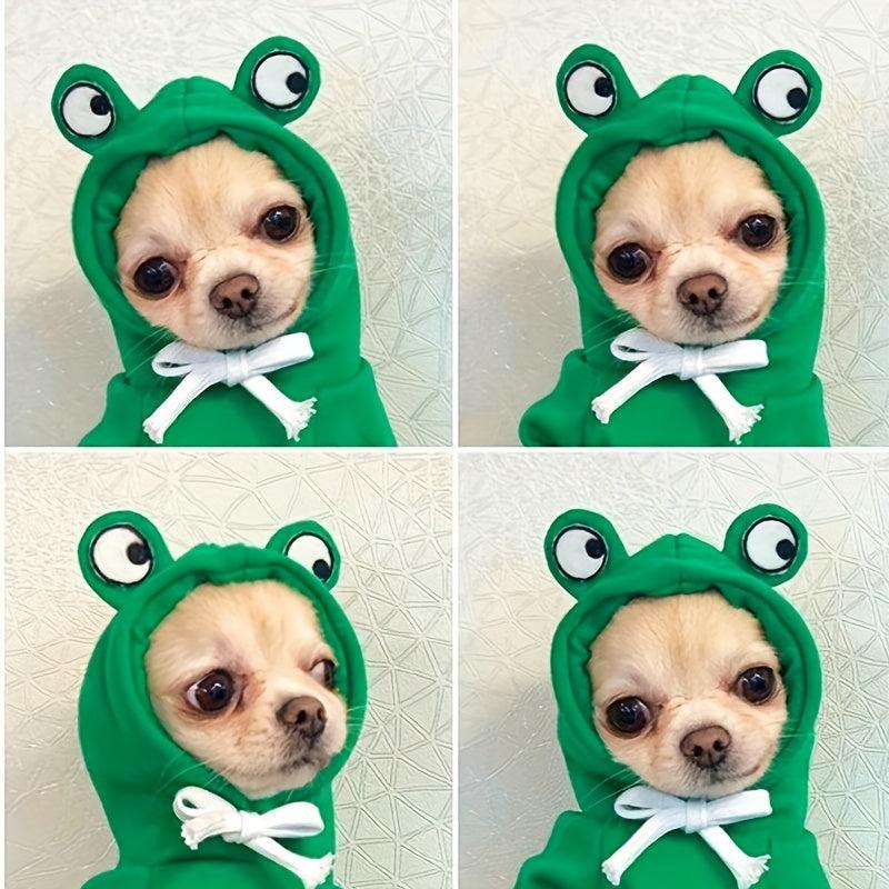 Dog Hoodie Green Frog Pet Sweater Small Medium Dogs