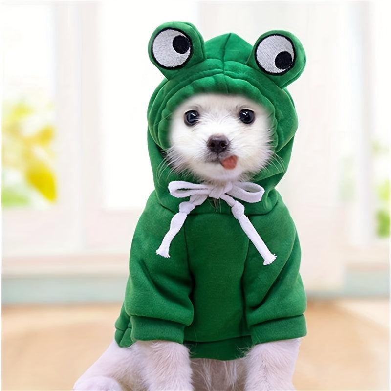 Dog Hoodie Green Frog Pet Sweater Small Medium Dogs