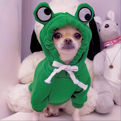 Dog Hoodie Green Frog Pet Sweater Small Medium Dogs