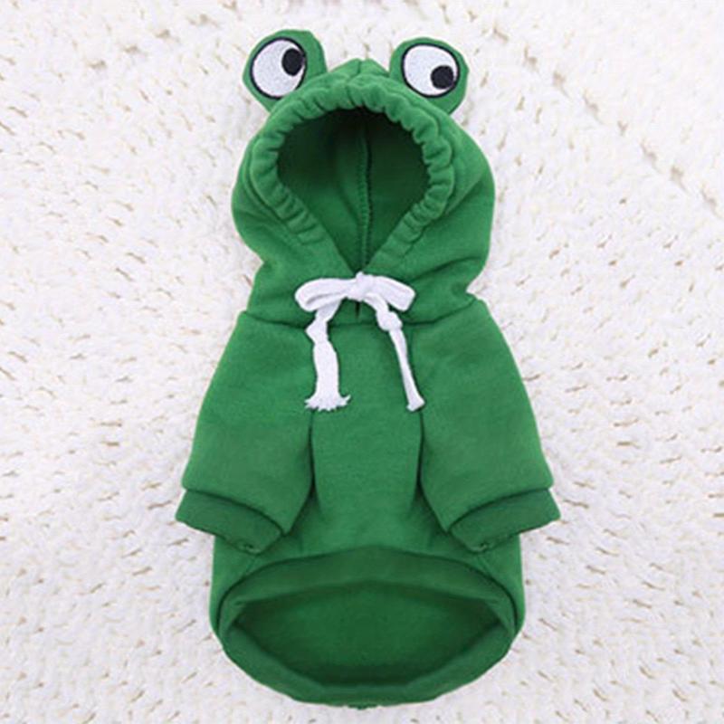 Dog Hoodie Green Frog Pet Sweater Small Medium Dogs