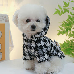 Warm Houndstooth Pet Coat for Autumn and Winter Dog Clothes