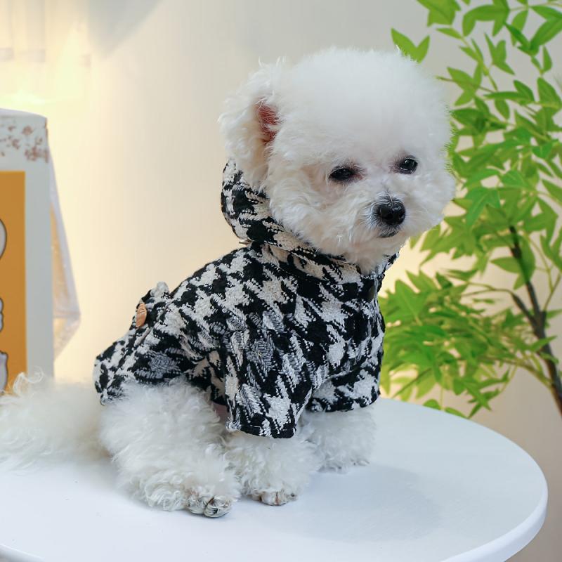 Warm Houndstooth Pet Coat for Autumn and Winter Dog Clothes