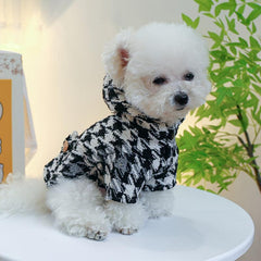 Warm Houndstooth Pet Coat for Autumn and Winter Dog Clothes