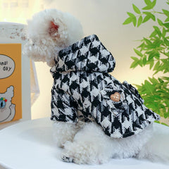 Warm Houndstooth Pet Coat for Autumn and Winter Dog Clothes