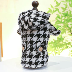 Warm Houndstooth Pet Coat for Autumn and Winter Dog Clothes