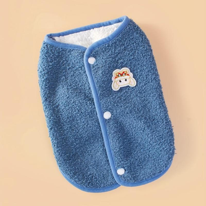 Cartoon Patched Graphic Pet Fleece Vest for Dogs, Winter Warm Clothes
