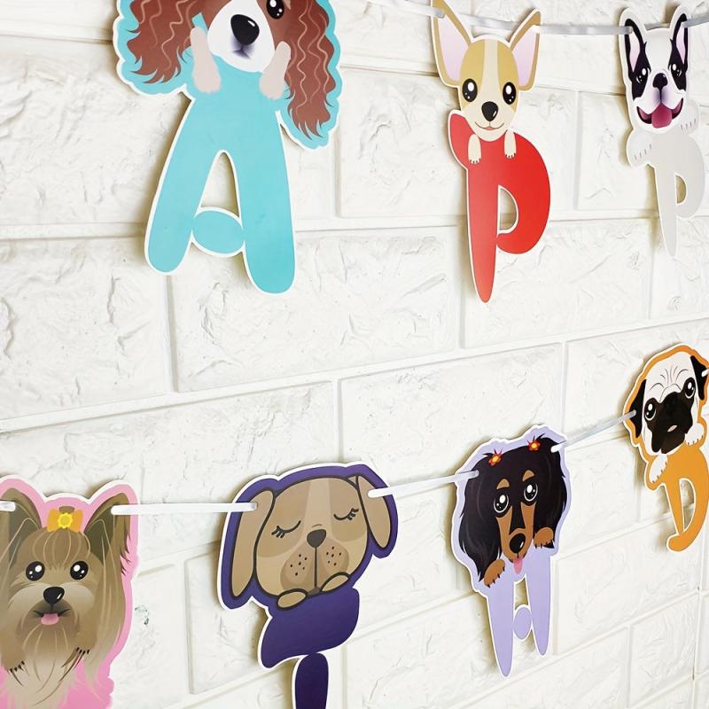 Dog Birthday Banner Pull Flags For Pet Party Decor