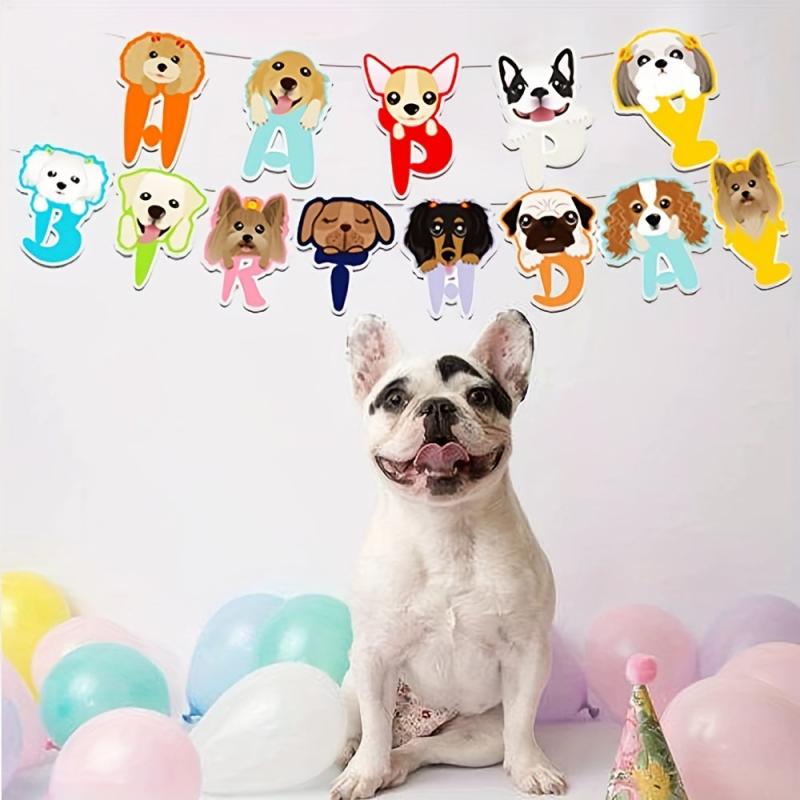 Dog Birthday Banner Pull Flags For Pet Party Decor