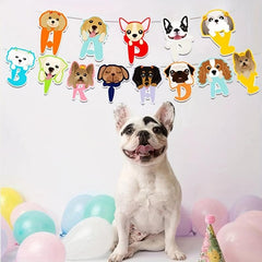 Dog Birthday Banner Pull Flags For Pet Party Decor