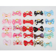20pcs Colorful Dog Hair Bows w/ Rubber Bands Pet Grooming Accessories