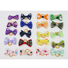 20pcs Colorful Dog Hair Bows w/ Rubber Bands Pet Grooming Accessories