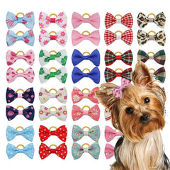 20pcs Colorful Dog Hair Bows w/ Rubber Bands Pet Grooming Accessories