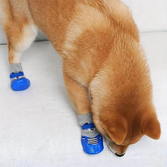 4pcs Cotton Waterproof Dog Shoes Non-slip Socks Boots For Small Dogs Cats