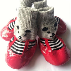 4pcs Cotton Waterproof Dog Shoes Non-slip Socks Boots For Small Dogs Cats