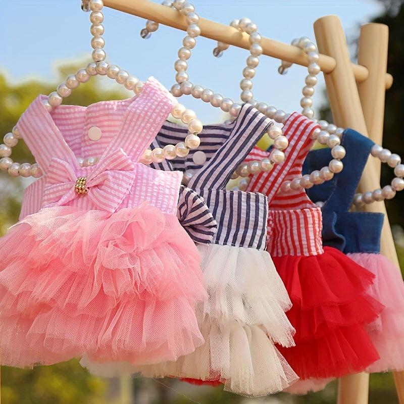 Pet Bowknot Decor Mesh Cami Dress for Summer