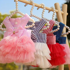 Pet Bowknot Decor Mesh Cami Dress for Summer