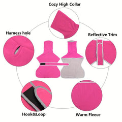 Winter Warm Dog Coat Reflective Strip Soft Polyester Fleece Jacket
