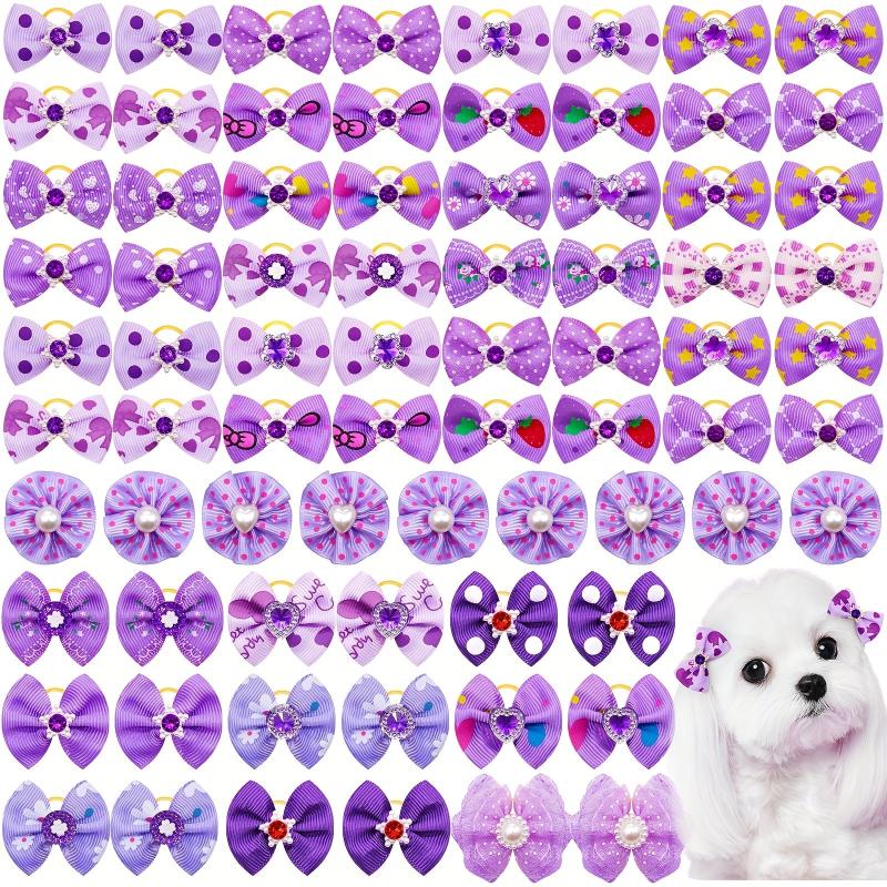 10pcs Bowknot Hair Ties for Pets