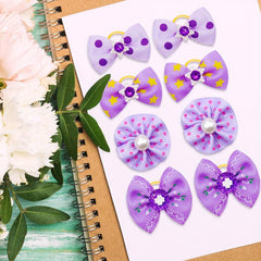 10pcs Bowknot Hair Ties for Pets