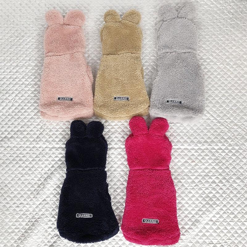 Cozy Rabbit Ear Fleece Dog Coat Winter Hooded Pet Jacket for Dogs
