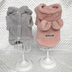 Cozy Rabbit Ear Fleece Dog Coat Winter Hooded Pet Jacket for Dogs
