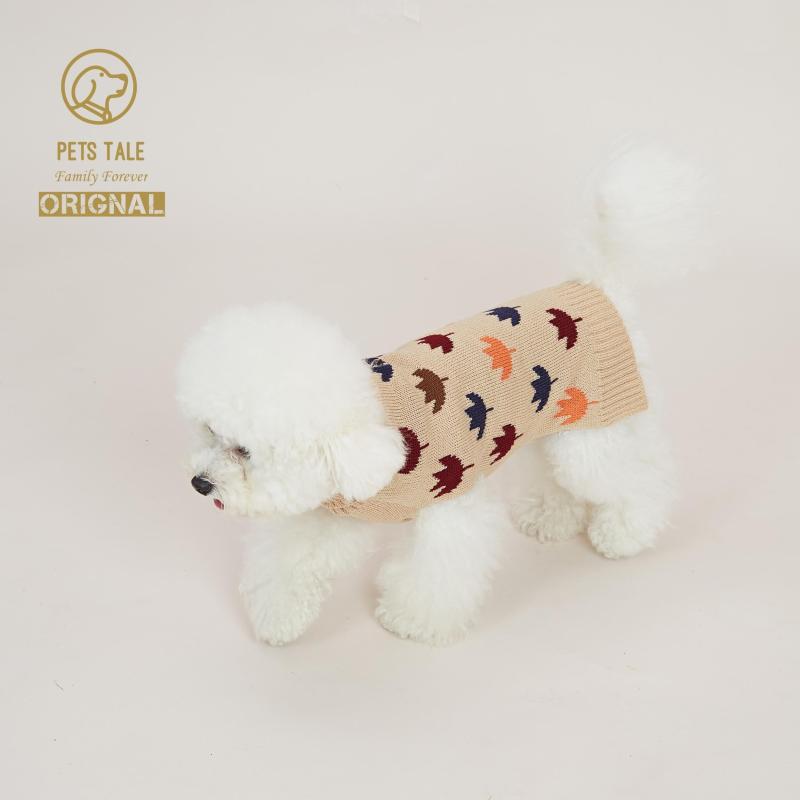 Colorful Maple Leaf Dog Sweater Double Layer Collar Lapel Soft Warm Clothes