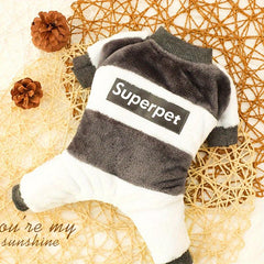 Pet Flannel Splicing Block Thickened Dog Coat Warm Windproof Jumpsuit