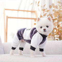 Pet Flannel Splicing Block Thickened Dog Coat Warm Windproof Jumpsuit