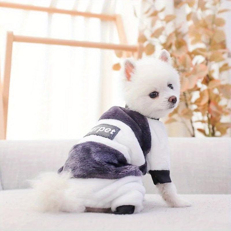 Pet Flannel Splicing Block Thickened Dog Coat Warm Windproof Jumpsuit