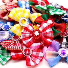 5 Pack Plaid Pet Bows - Stylish Hair Accessories for Dogs