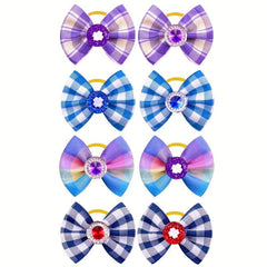 5 Pack Plaid Pet Bows - Stylish Hair Accessories for Dogs