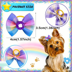 5 Pack Plaid Pet Bows - Stylish Hair Accessories for Dogs