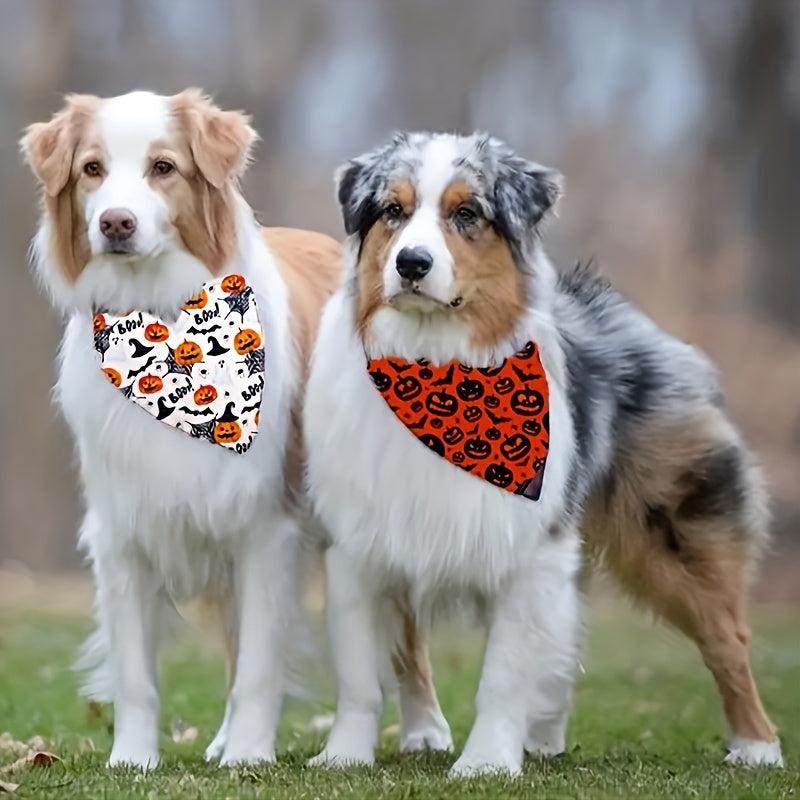 Halloween Dog Bandana Pumpkin Bat Graphic Dog Scarf for Medium Large Dogs