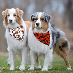 Halloween Dog Bandana Pumpkin Bat Graphic Dog Scarf for Medium Large Dogs