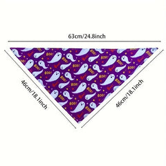 Halloween Dog Bandana Pumpkin Bat Graphic Dog Scarf for Medium Large Dogs