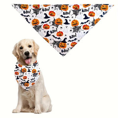 Halloween Dog Bandana Pumpkin Bat Graphic Dog Scarf for Medium Large Dogs