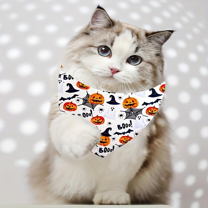 Halloween Dog Bandana Pumpkin Bat Graphic Dog Scarf for Medium Large Dogs